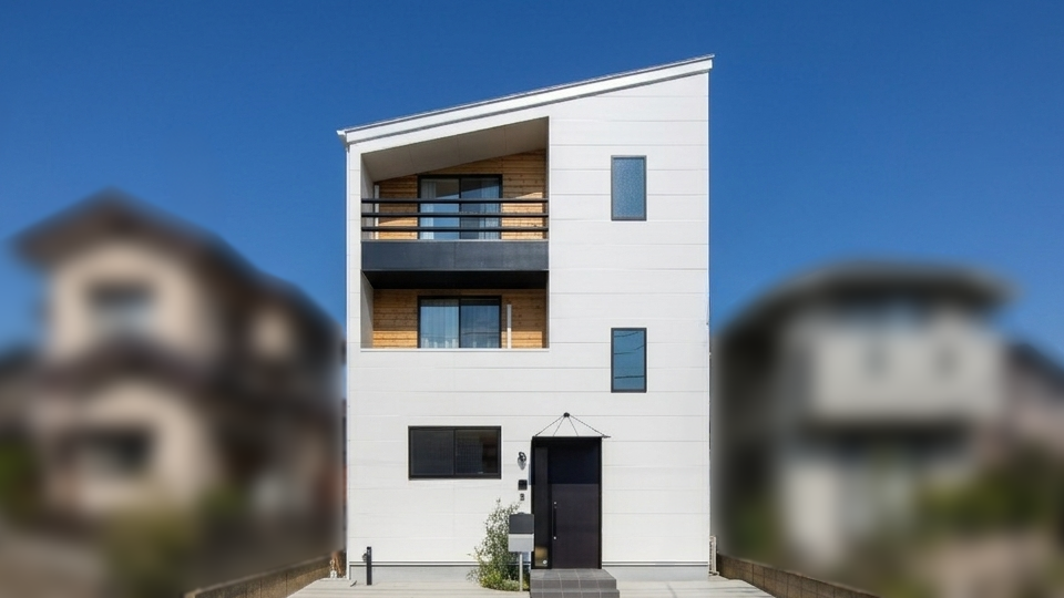 白×ナチュラルウッドの二世帯住宅